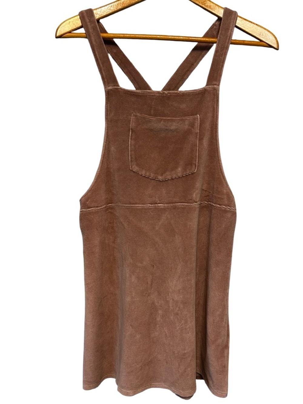Hollister Brown Corduroy Overall Mini Dress Sz Medium Jumper Preppy Chic Boho